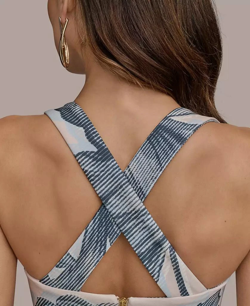 Donna Karan Women's Floral Print Square-neck Dress With Cross-back 8