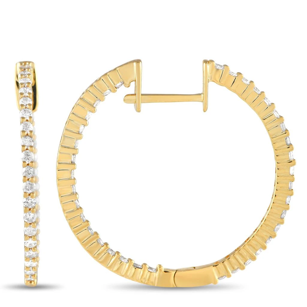 Non Branded 14K Yellow Gold 1.0ct Diamond Inside-Out Hoop Earrings 2
