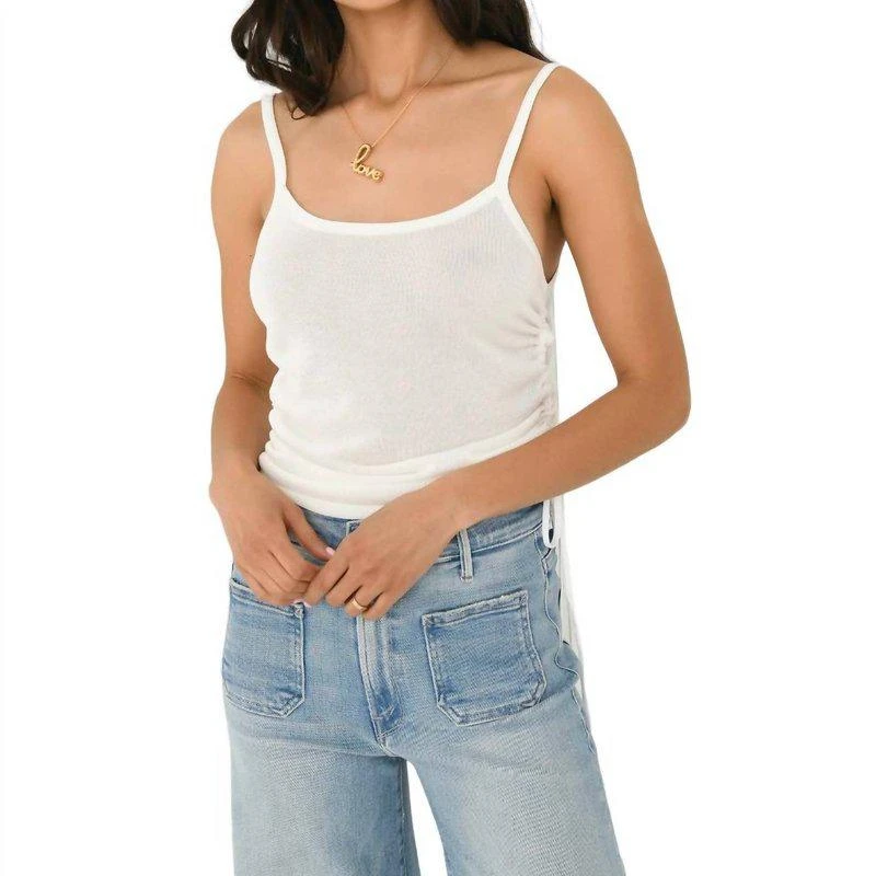 St. Agni Ruched Tank Top In White 1