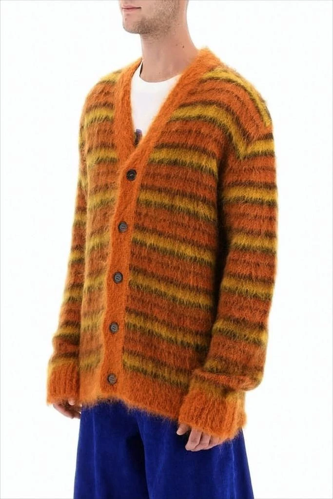 Marni Cozy V-Neck Cardigan with Horizontal Stripes in Warm Hues 4