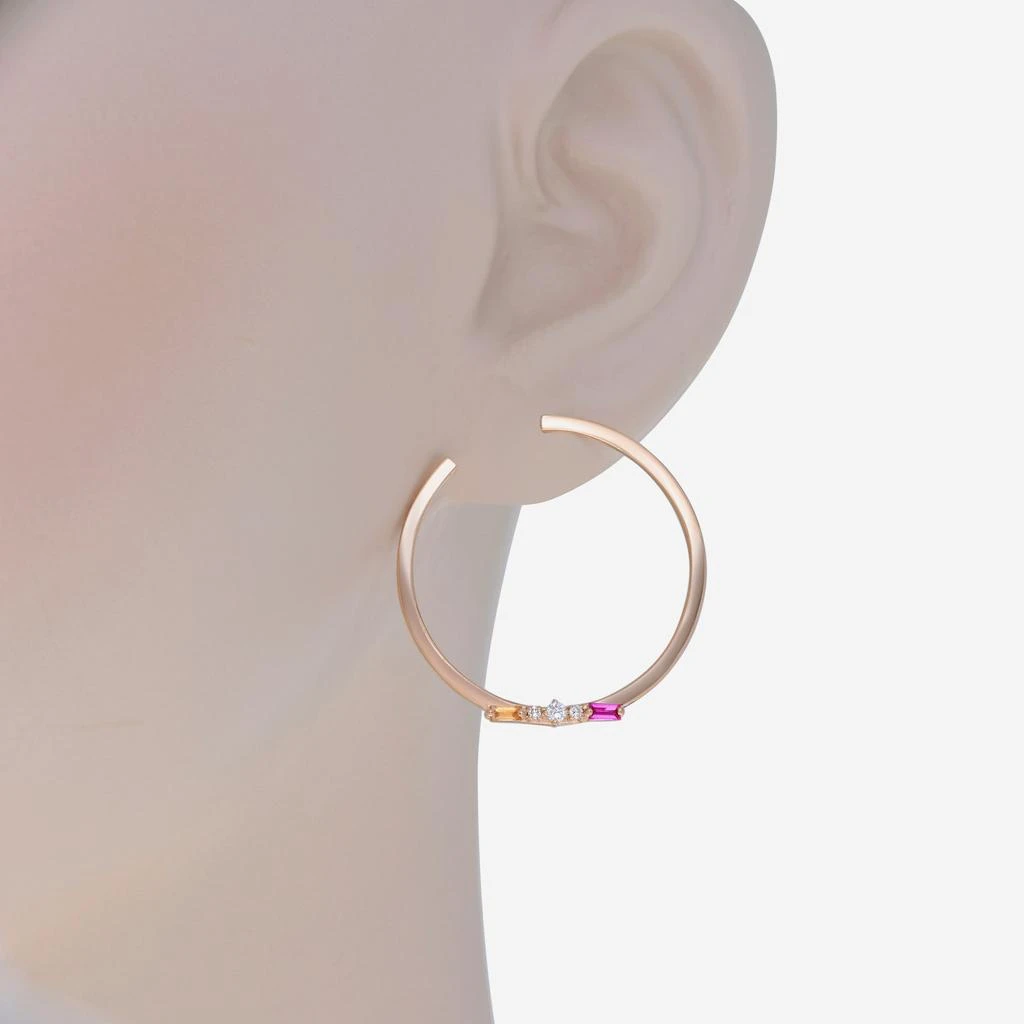 Suzanne Kalan Suzanne Kalan 18K Rose Gold, Pink & Orange Sapphire and Diamond Hoop Earrings BAE407A-RG 2