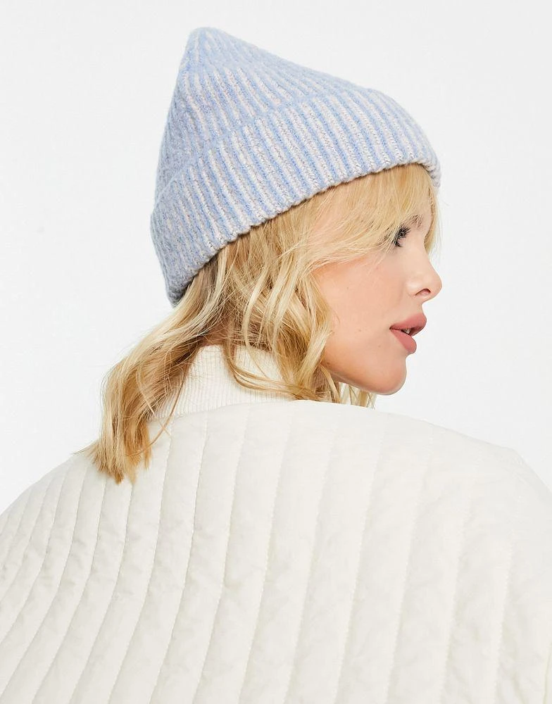 Topshop Topshop colour ribbed beanie in pale blue 3