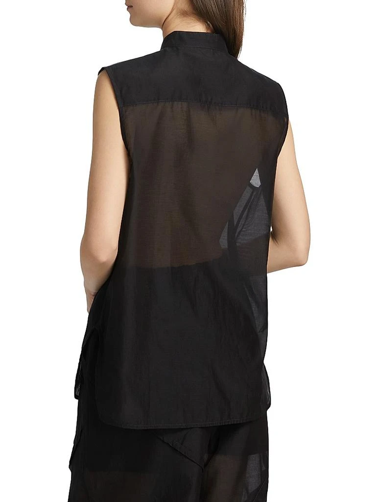 CO Sheer Cotton-Silk Sleeveless Tuxedo Shirt 5