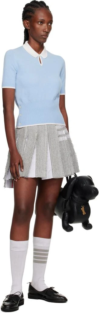 Thom Browne Blue Jersey Stitch Cashmere Polo 4