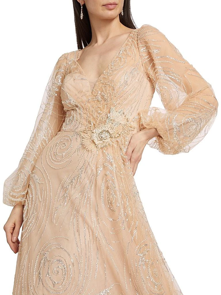 Teri Jon Beaded Tulle A-Line Gown 6