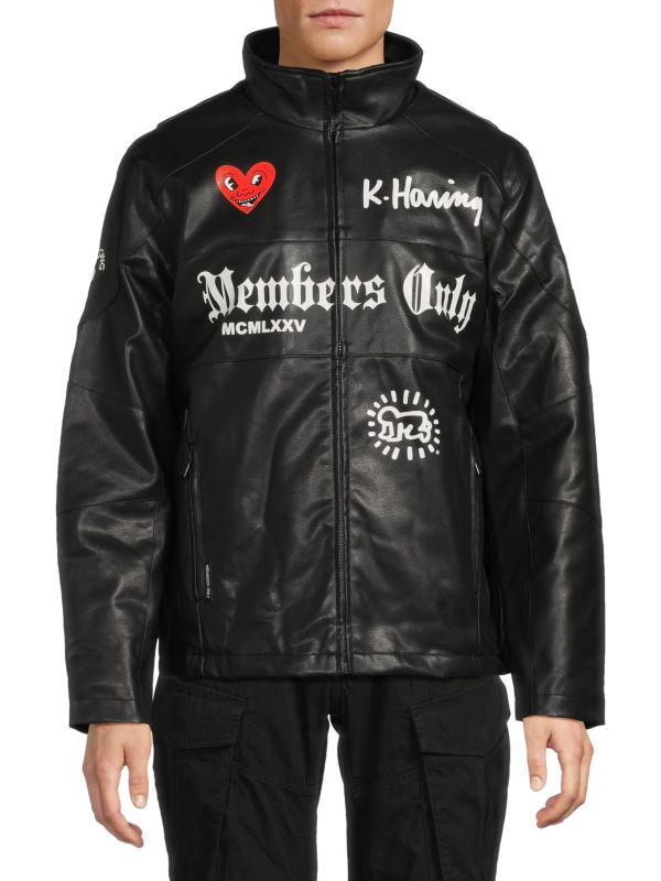 Shop Keith Haring Graphic Faux Leather Jacket on Sale at