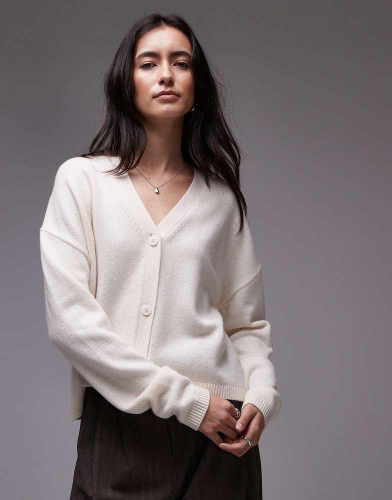 & Other Stories & Other Stories knitted  cardigan with v-neck in light beige