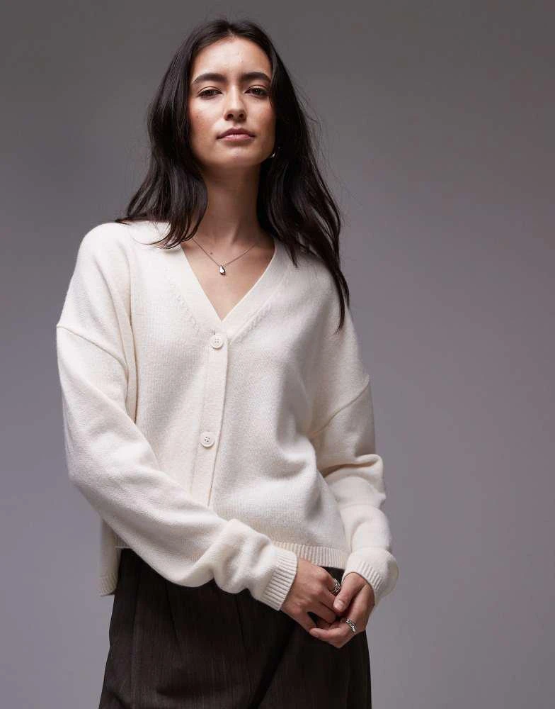 & Other Stories & Other Stories knitted  cardigan with v-neck in light beige 1