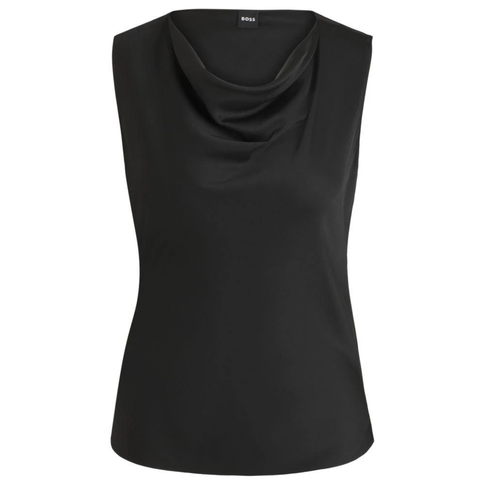 Hugo Boss Sleeveless cowl-neck blouse in stretch silk 1