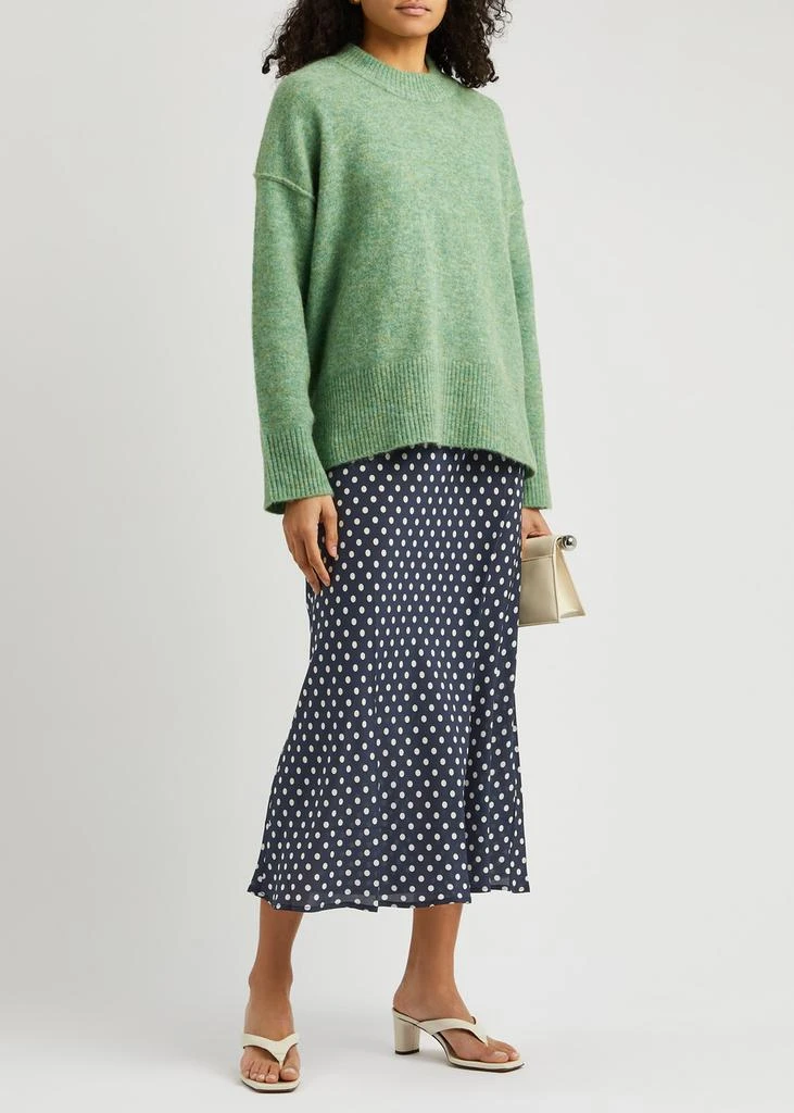 Rixo Ardith polka dot-print silk midi skirt 4