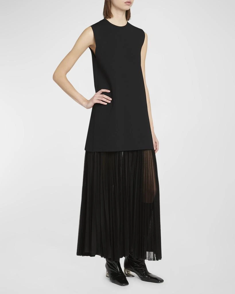 Jil Sander Pleated Sheer-Skirt Sleeveless Maxi Dress 2