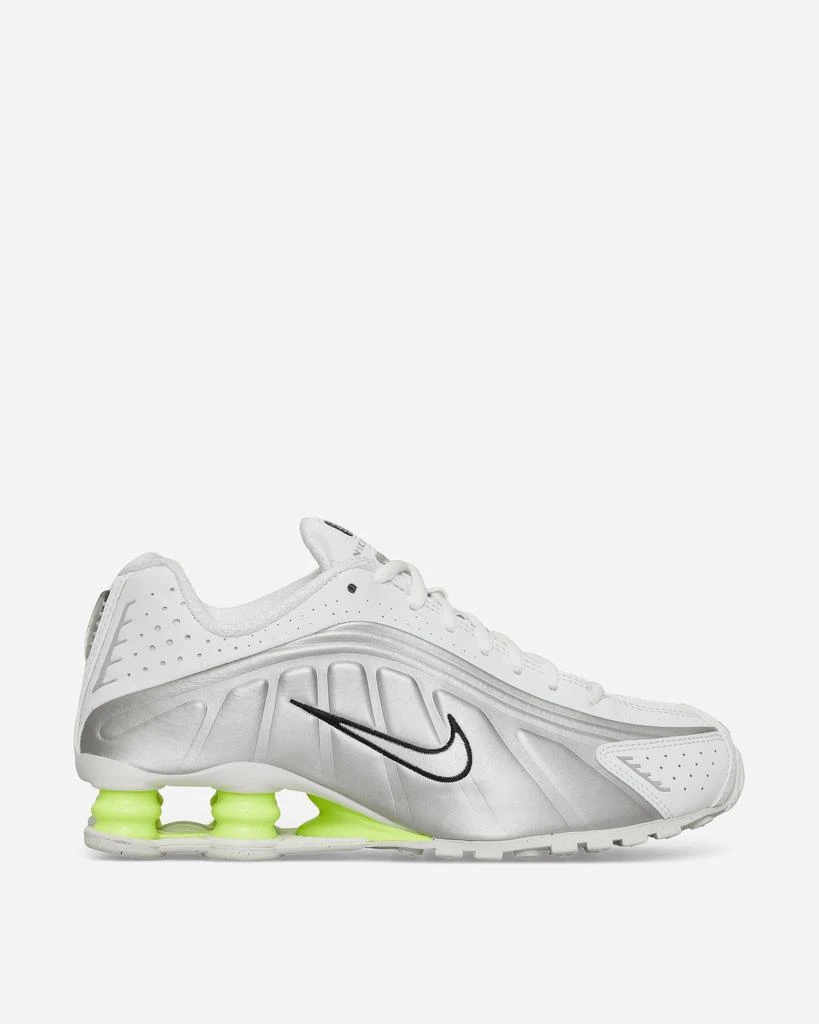 NIKE Women's Shox R4 Sneakers White / Metallic Silver / Volt 2