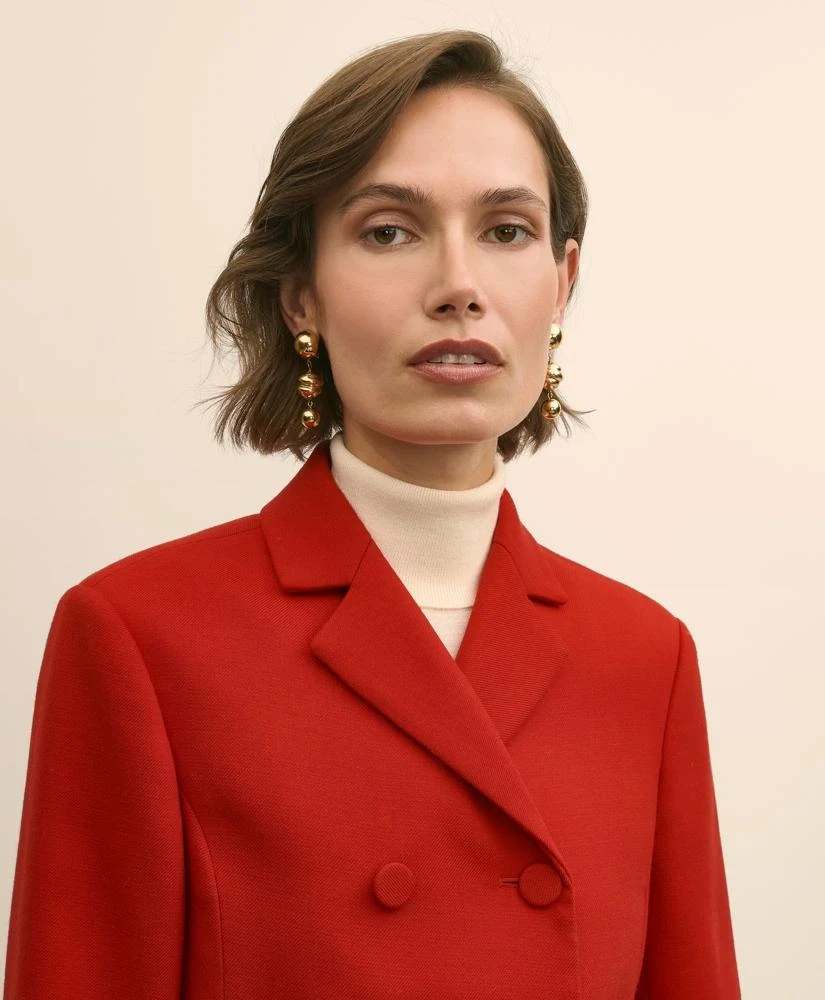 Brooks Brothers Wool Blend Cropped Double-Breasted Jacket 4