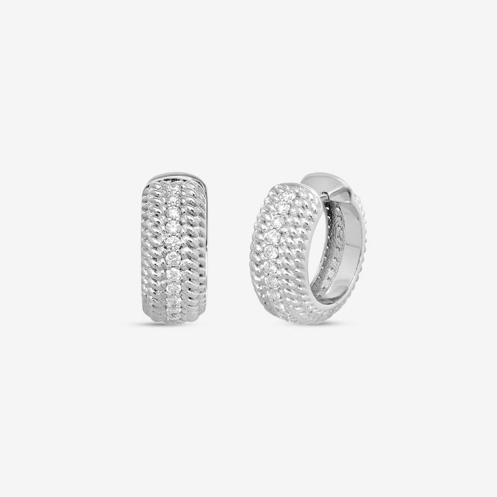 Roberto Coin Roberto Coin Opera 18K White Gold Diamond Hoop Earrings 7772779AWERX-copy