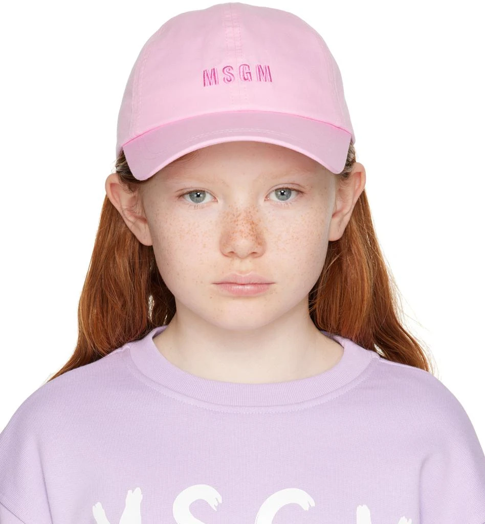 MSGM Kids Pink Embroidered Cap 1