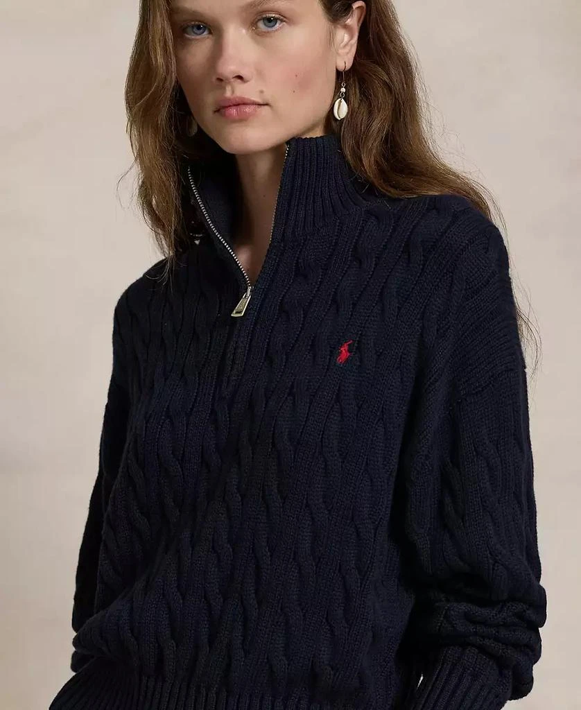 Ralph Lauren Women's Cable-Knit Cotton Quarter-Zip Sweater 3