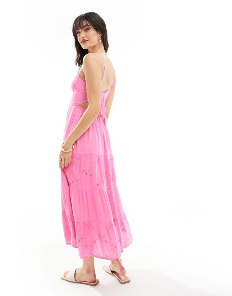 HOLLISTER Hollister twist bust tiered midi dress in pink 3