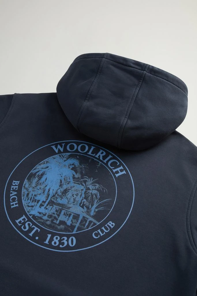 Woolrich Pure Cotton Hoodie with Back Print - Men - Blue 8