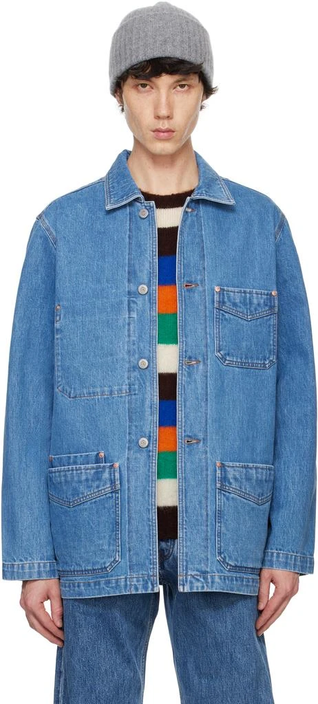 Drake's Blue Selvedge Five-Pocket Denim Chore Jacket 1