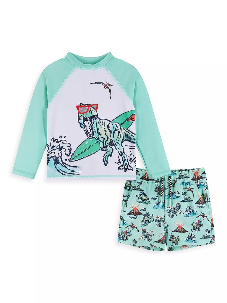 Andy & Evan Baby Boy's, Little Boy's & Boy's 2-Piece Dinosaur Rashguard Top & Swim Trunks Set