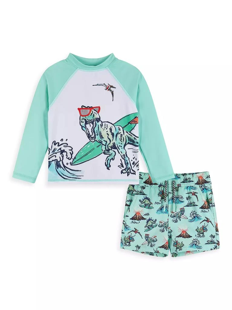 Andy & Evan Baby Boy's, Little Boy's & Boy's 2-Piece Dinosaur Rashguard Top & Swim Trunks Set 1