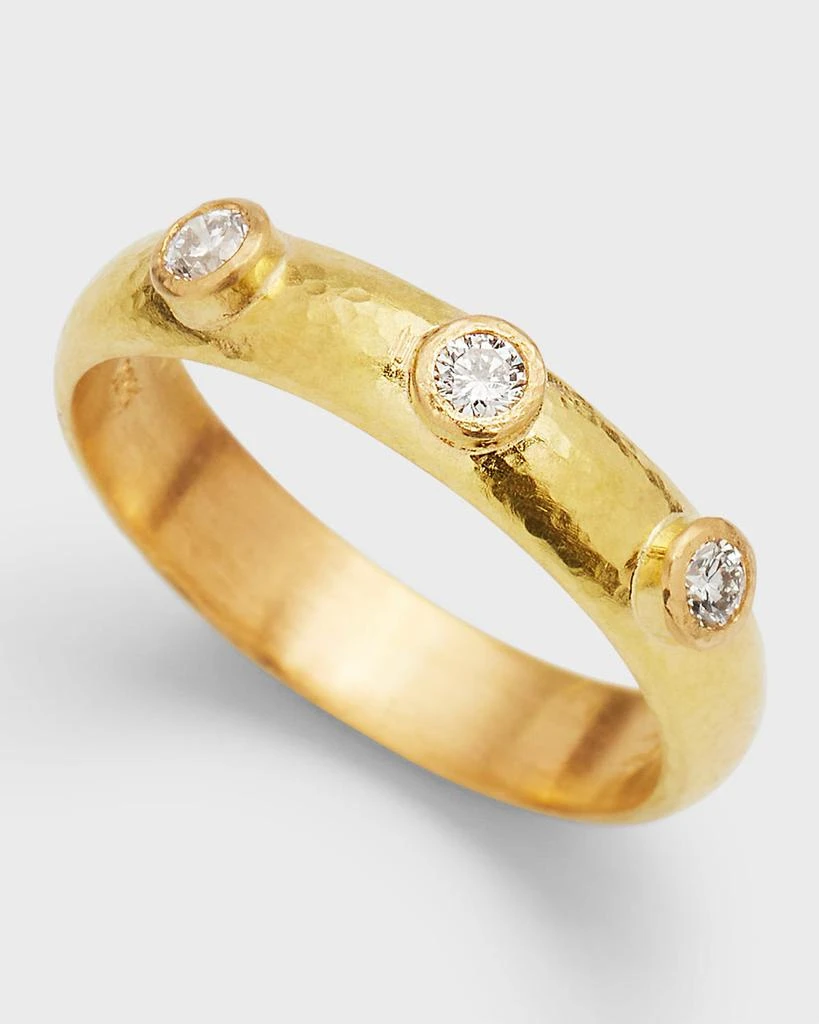 Elizabeth Locke 19K Yellow Gold 3-Diamond Stack Ring, Size 6.5 3