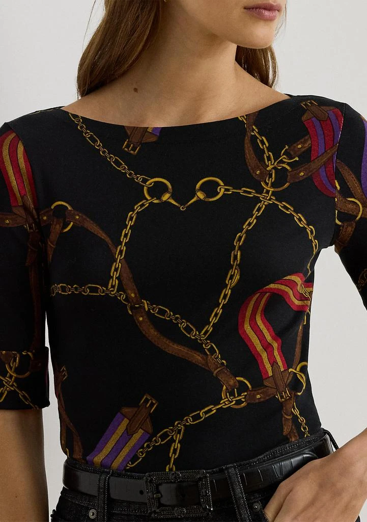 Ralph Lauren Petite Print Stretch Cotton Boatneck Top 3