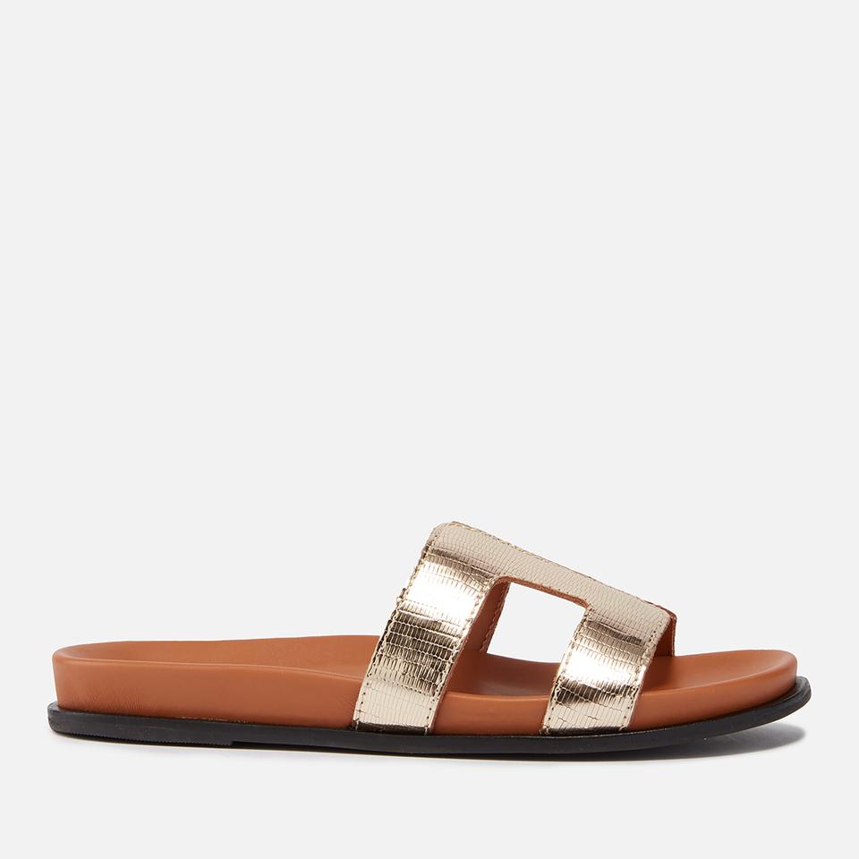 Dune DUNE LONDON WOMEN'S LOUPA GOLD-TONE EMBELLISHED COMFORT-FOOTBED SLIDER SANDALS