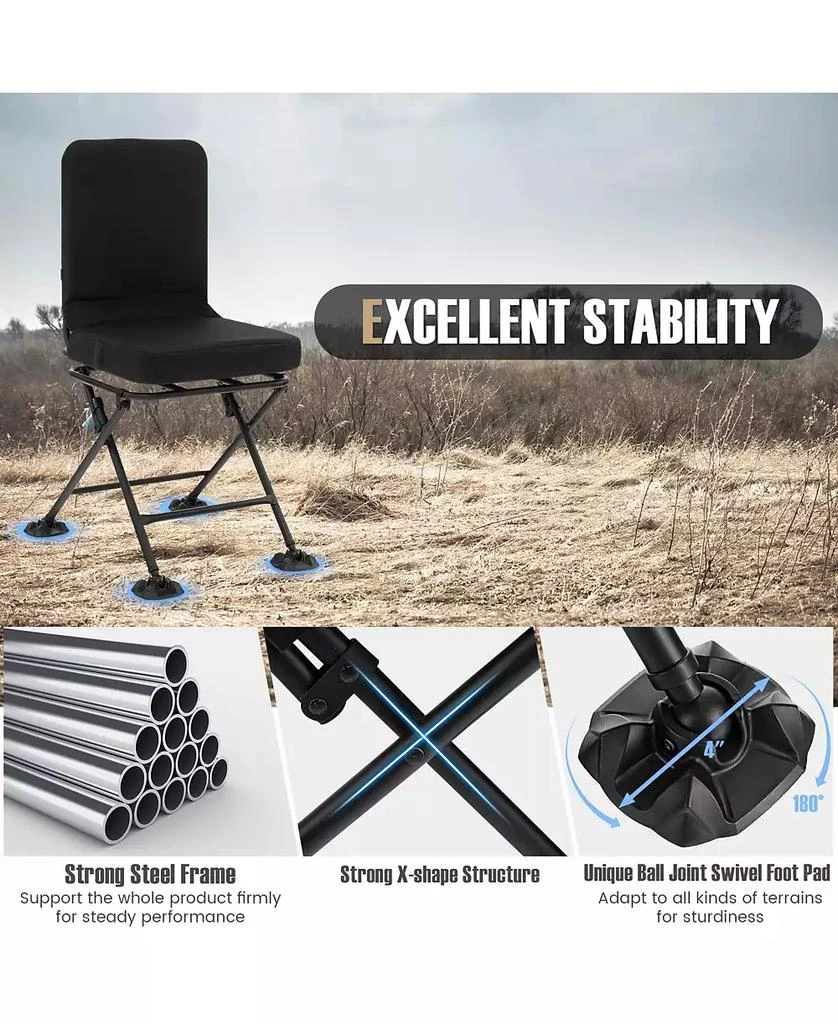 Mecale Swivel Folding Chair with Backrest and Padded Cushion 5