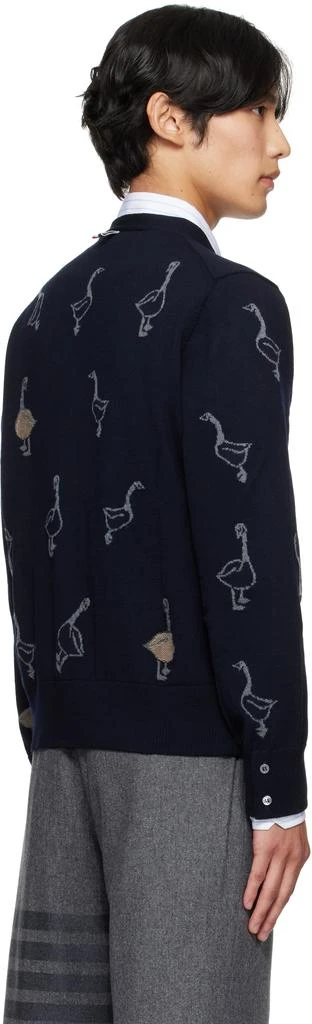 Thom Browne Navy Geese Intarsia Merino Relaxed Fit Cardigan 3