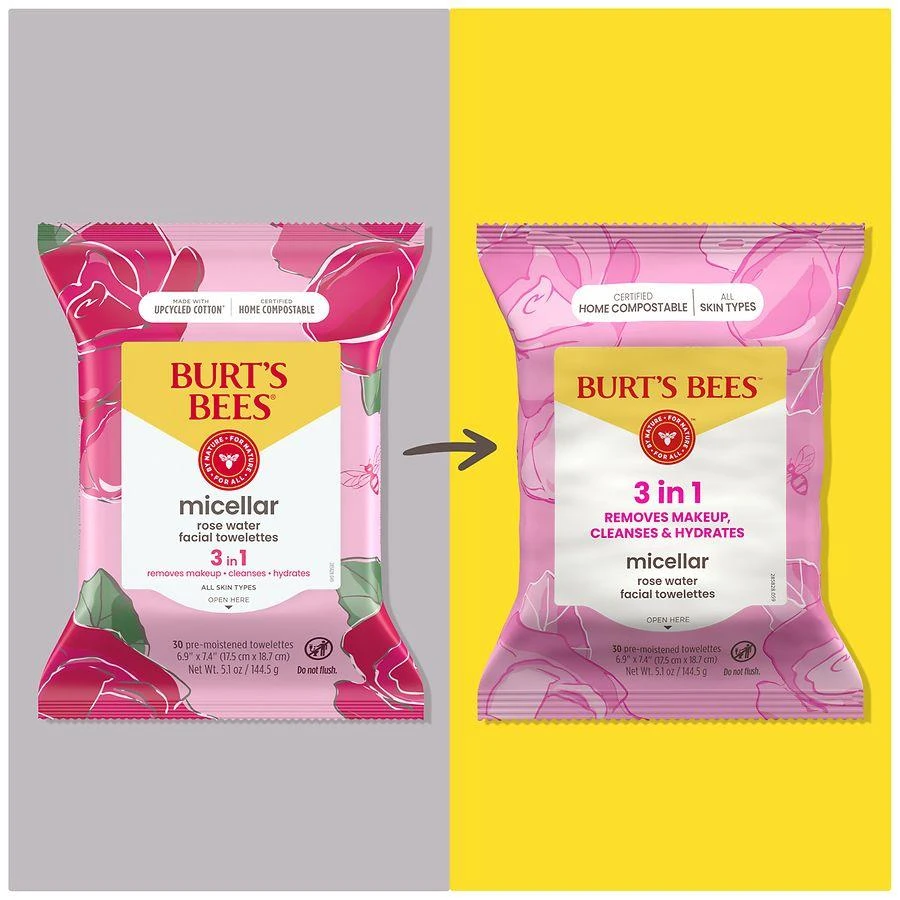 Burt
s Bees Rose Water 3-in-1 Micellar Pre-Moistened Facial Towelettes Rose Water 10