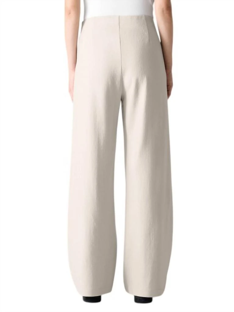 Eileen Fisher Felted Wool Jersey Wide-Leg Long Pant In Chalk 2
