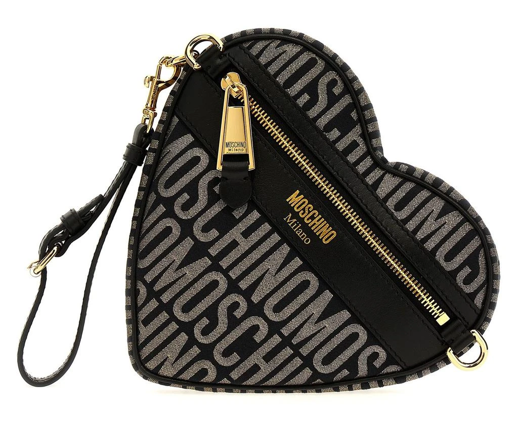 Moschino Moschino Logo Jacquard Heart-Shaped Clutch Bag 1