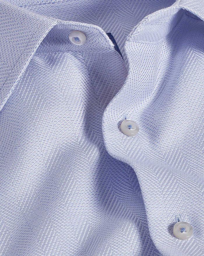 David Donahue Trim Fit Tic Herringbone Dress Shirt