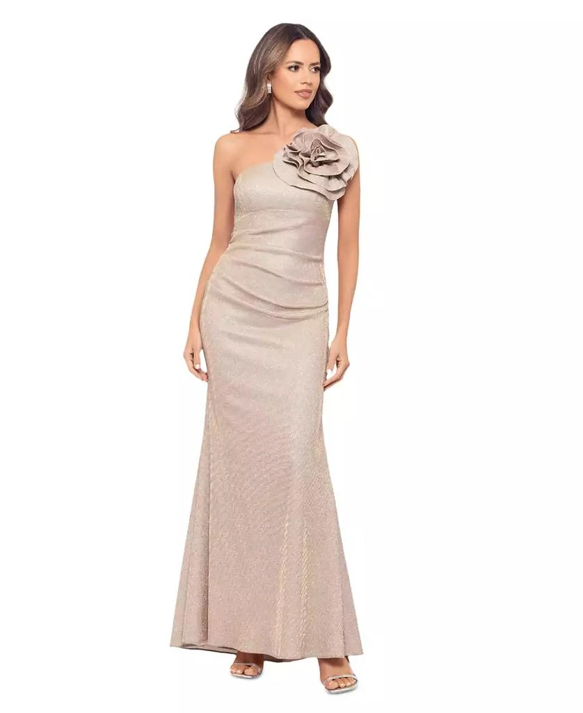 Betsy & Adam Petite Rosette One-Shoulder Gown - Dresses & Skirts - Free  Shipping - BeyondStyle