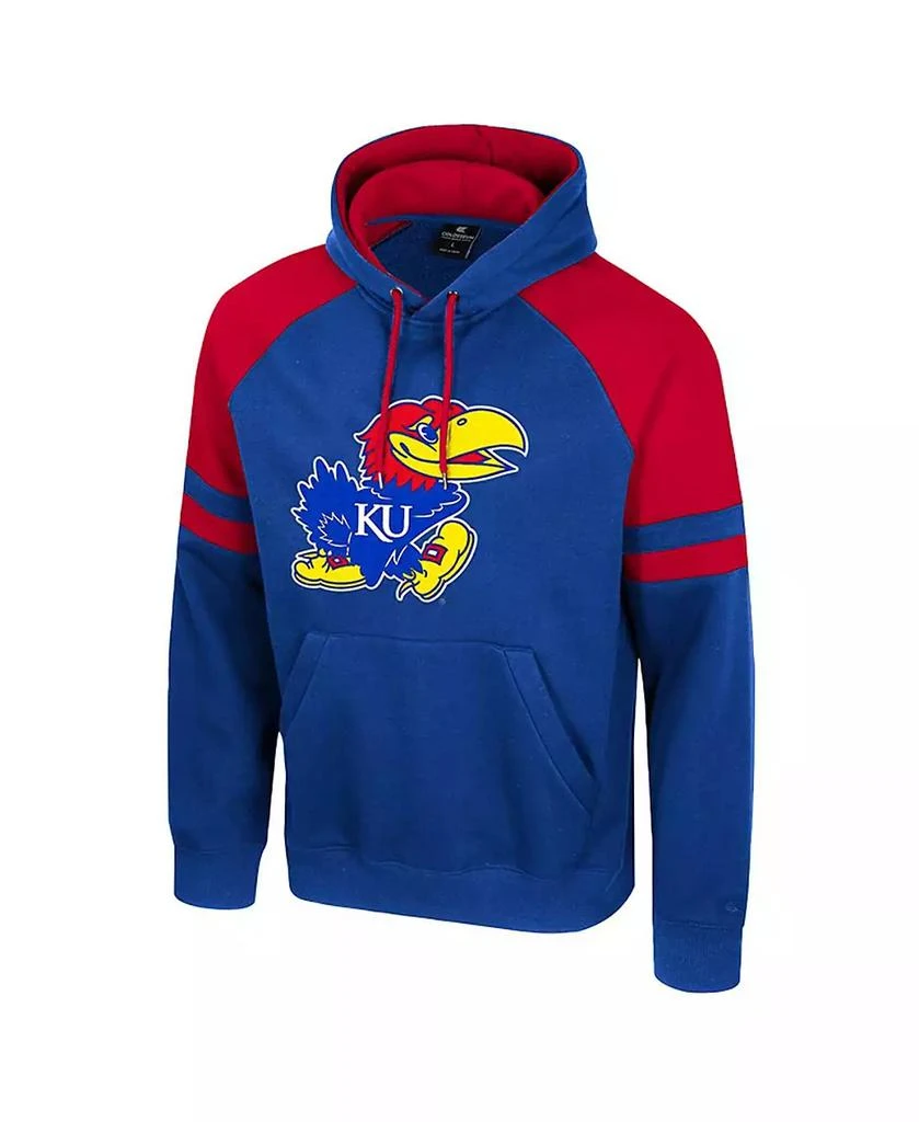 Colosseum Men's Royal Kansas Jayhawks Todd Raglan Pullover Hoodie 2