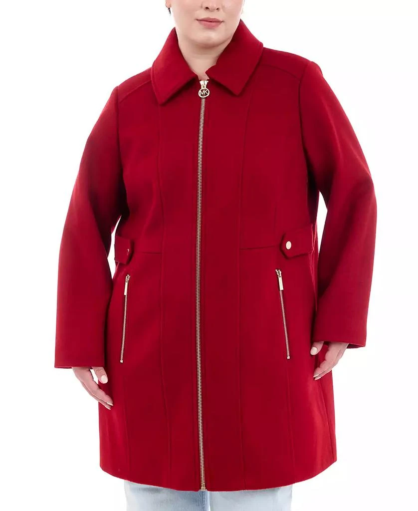 Michael Kors Plus Size Club-Collar Zip-Front Coat, Created for Macy's 1