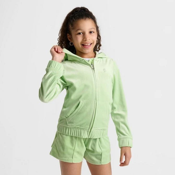 Timberland Girls' Juicy Couture Plush Velour Full-Zip Hoodie 3