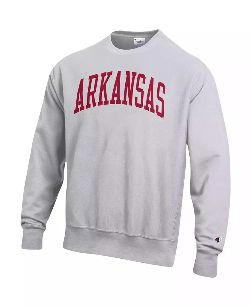 Champion Men's Heathered Gray Arkansas Razorbacks Arch Reverse Weave Pullover Sweatshirt 3