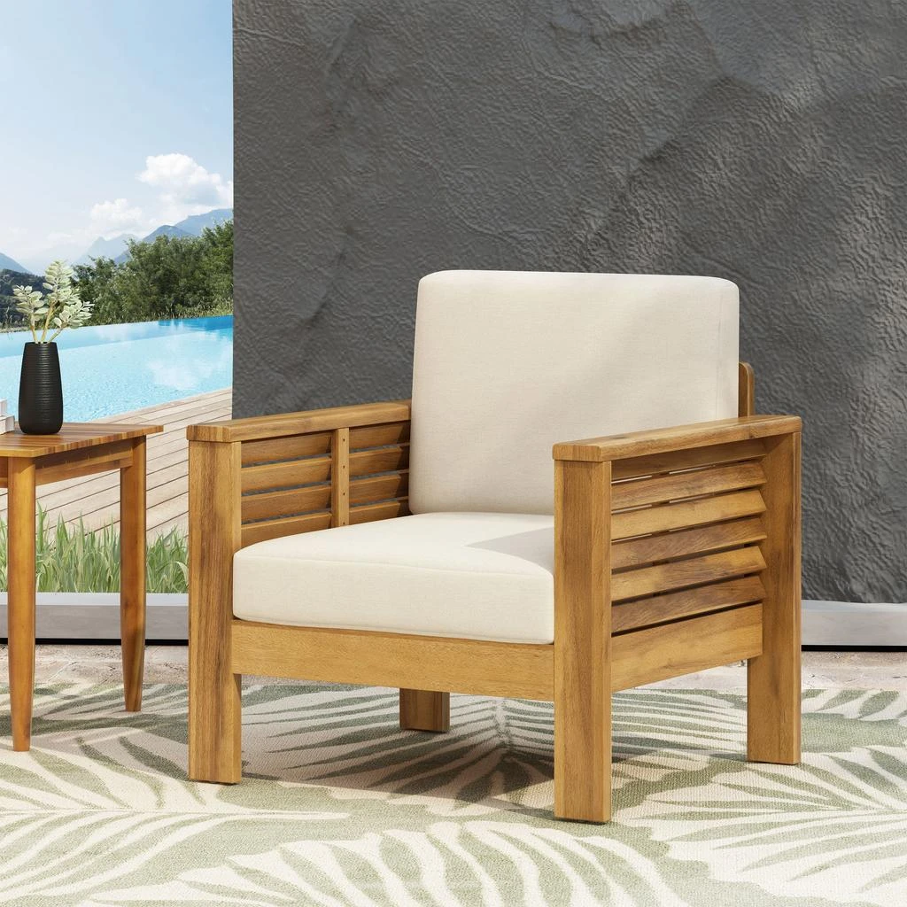 Streamdale Furniture Streamdale Outdoor Acacia Wood Club Chairs with Cushions 4
