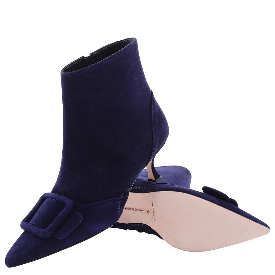 Manolo Blahnik Navy Baylow 50 Ankle Boots