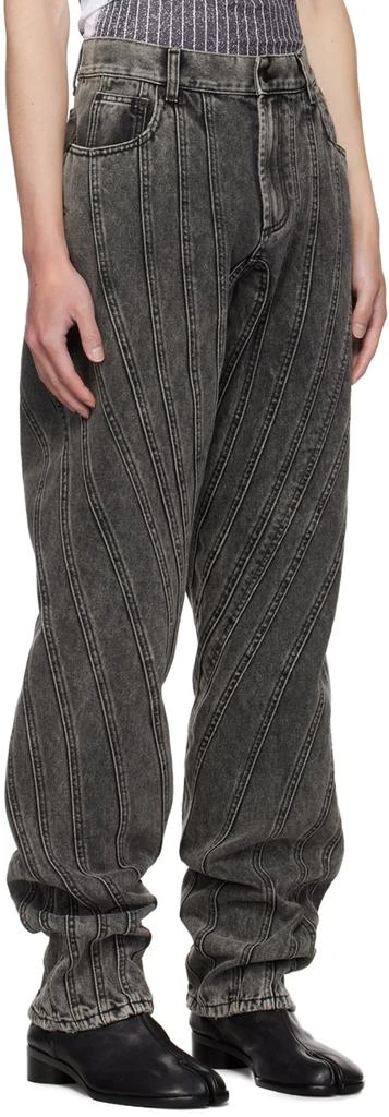 Mugler Black Washed Spiral Baggy Jeans 2