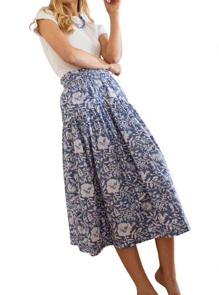 Marea Louisa Midi Skirt In Indigo Blossom 1