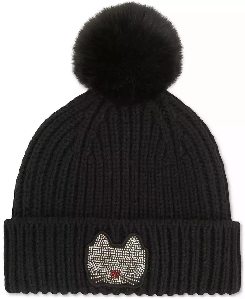 Karl Lagerfeld Paris Beanie & Scarf Gift Set Black C’est Moi Cat Rhinestone NIB Shop Women main image 2