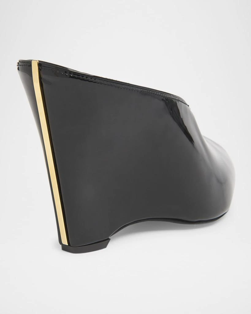 Salvatore Ferragamo Alicia Patent Leather Peep-Toe Wedge Mules 5