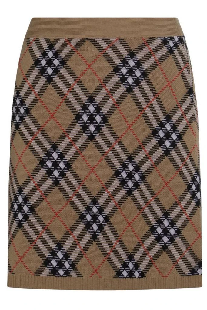 Burberry Burberry Checked Knitted Midi Skirt 1
