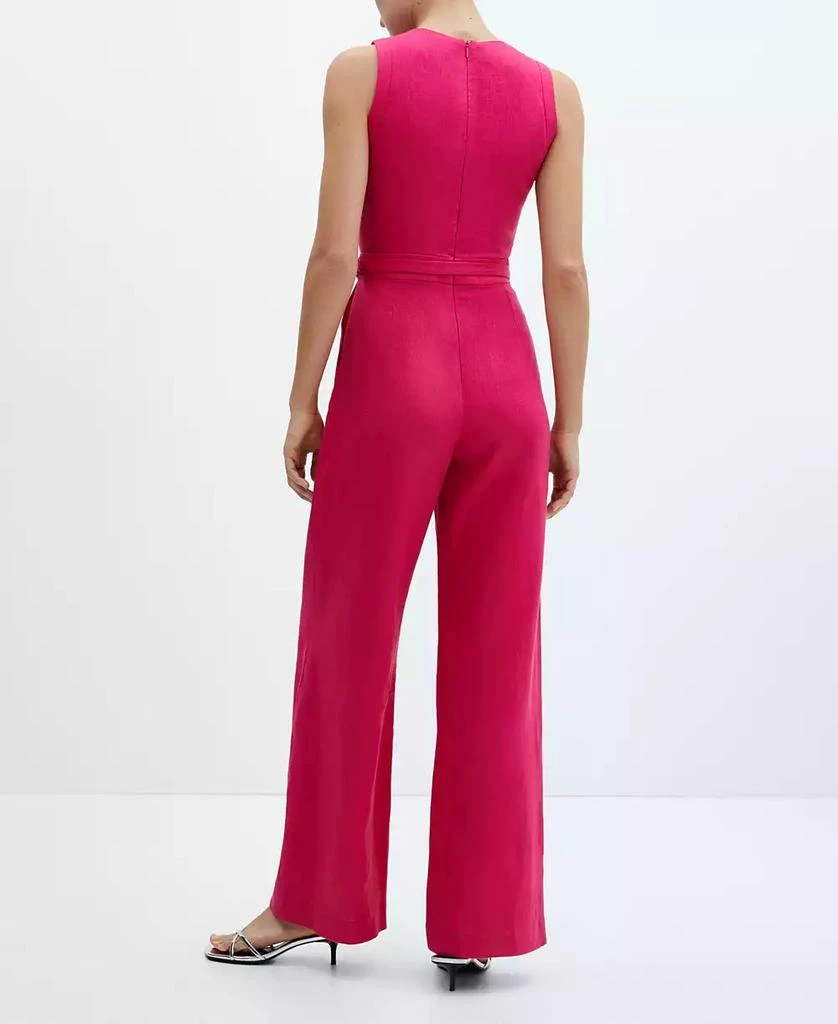 Mango Women's Belt Linen Jumpsuit 3