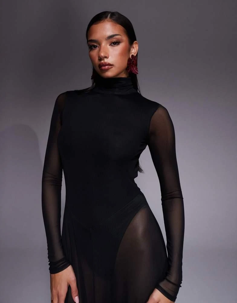white christmas dresses Rent ASOS DESIGN Corset Detail Cold Shoulder Maxi Dress With Lace Inserts  In Black main image 1