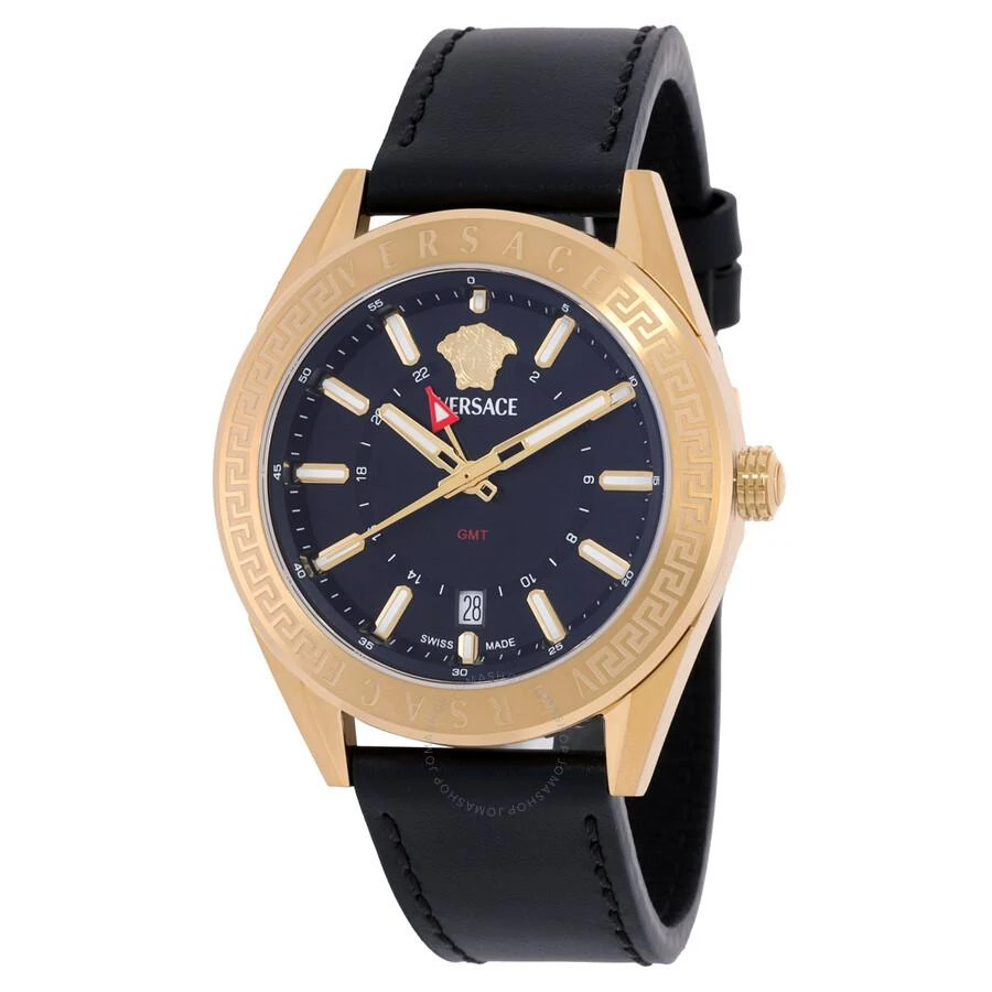 Versace V-Code GMT Quartz Black Dial Men's Watch VEAFA0224 1