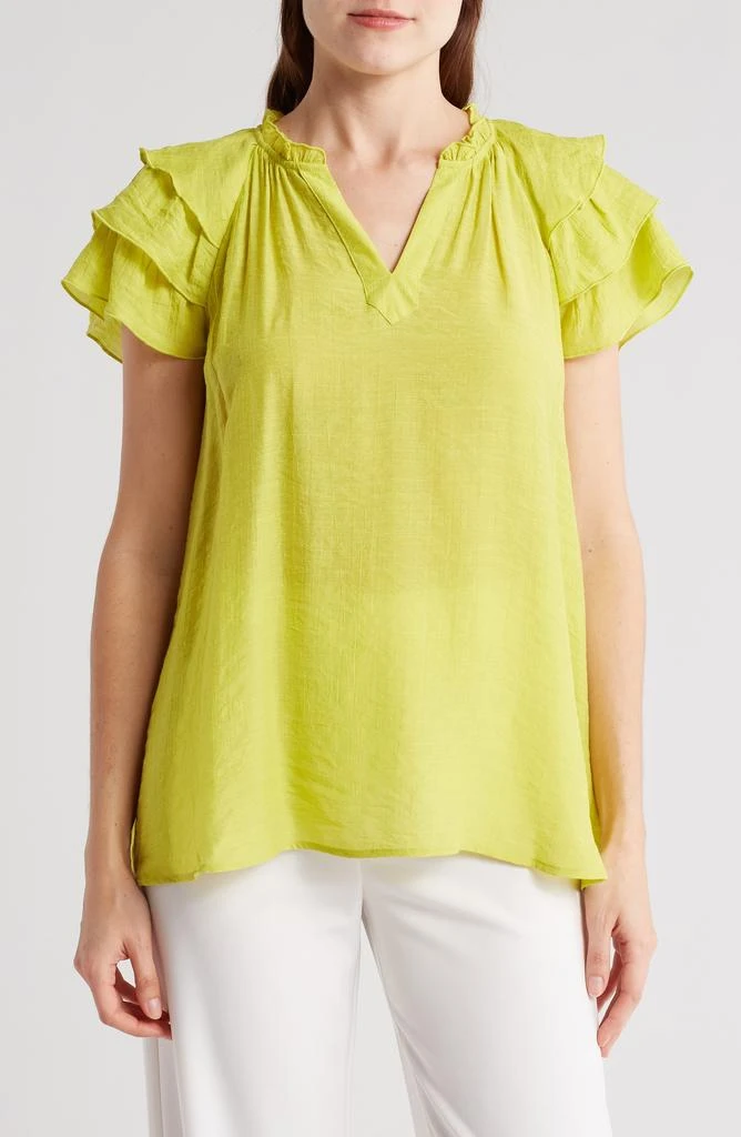 Nanette Lepore Triple Flutter Sleeve Top 1